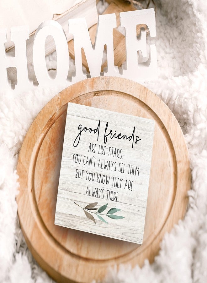 SRADMO Good Friends Are Like Stars Wood Box Sign Desk Decor, Inspirational Long Distance Friendship Wooden Block Box Sign Decoration For Home Bedroom Girls Room Office Shelf Table Decor - Image 4